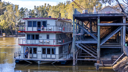 Paddle steamer Australian Star moored beside Echuca