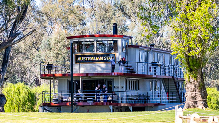 The PS Australian Star in dappled sunshine early morning at a mooring.