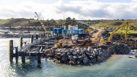 Earthworks underway at Cape Jervis port. We understand the improvements are to reduce turn-around times for the ferrys. [3326]