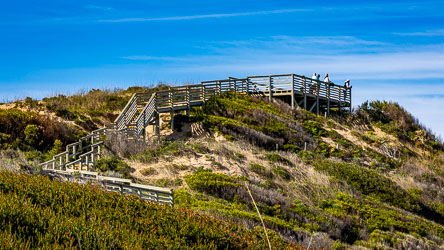 Boardwalk up to a whale-watching platform at Goolwa Beach. [2023]