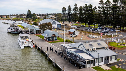 Cafes and cruise boats at the neat and tidy Goolwa Wharf. [2155]