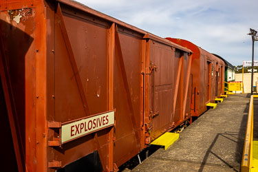 Some of the freshly painted rail wagons parked at the Milang Railway Museum. [2192]