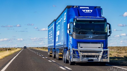 Visy Logistics B-Double truck on the highway. [4994]