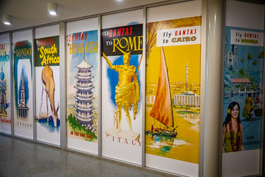 The Founders Museum hosts a variety of Qantas memorabilia, including these posters. [1000]