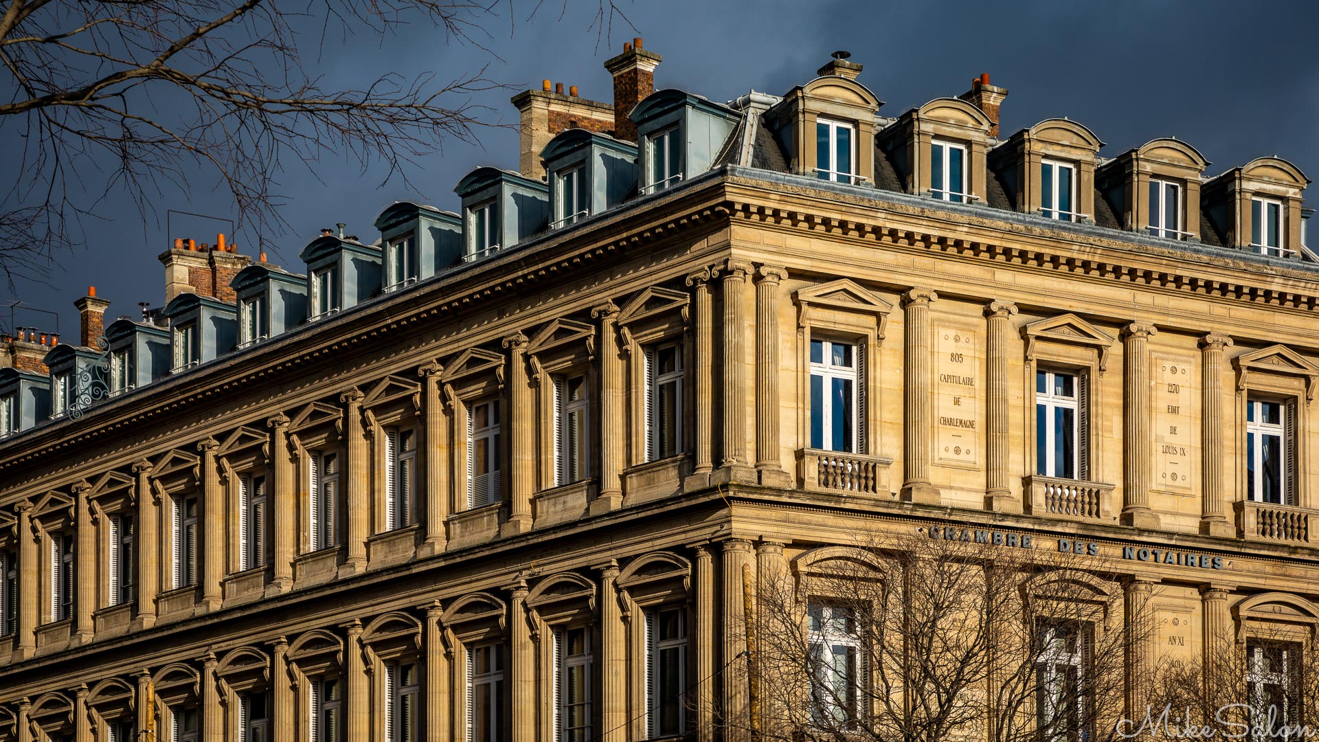 Standing prominently at the Place du Châtelet, the Chambre des Notaires de Paris exhibits classic Hausmannian Neo-Renaissance architecture, designed by architect Jean-Antoine Alavoine and built in 1855 during Haussmann Standing prominently at the Place du Châtelet, the Chambre des Notaires de Paris exhibits classic Hausmannian Neo-Renaissance architecture, designed by architect Jean-Antoine Alavoine and built in 1855 during Haussmann
